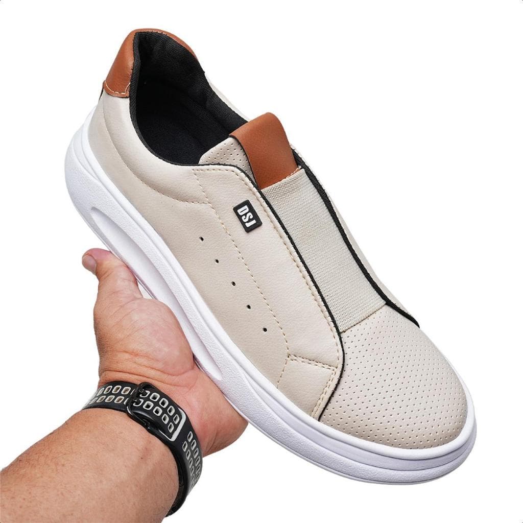 Tênis Masculino Sneaker Casual Sola Alta com Elástico Macio e Confortável Dia Dia