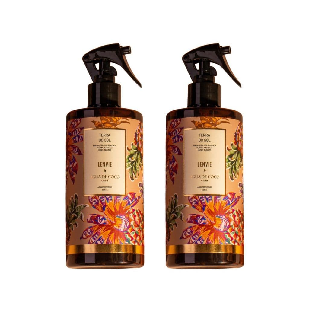 Água Perfumada Lenvie Terra do Sol 500ml Kit 2 | Água de Coco