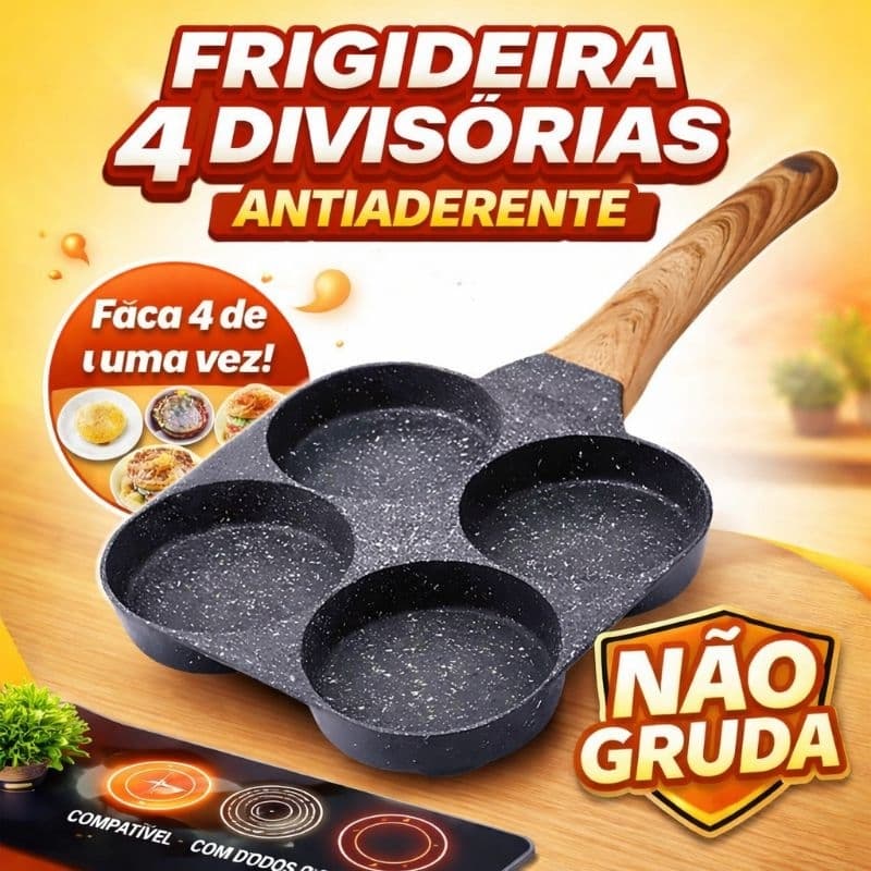 Frigideira 4 Divisórias Antiaderente – Faça 4 Ovos de Uma Vez