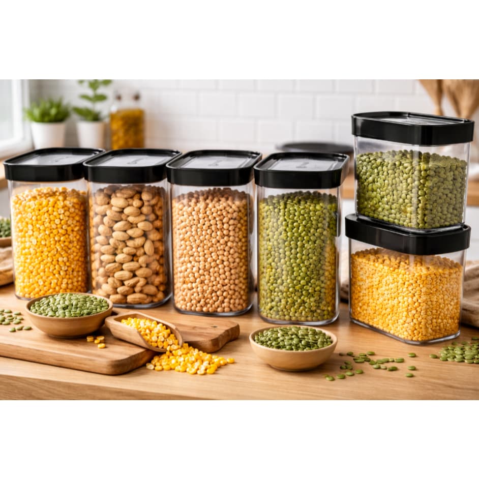 Kit 6 Potes Herméticos  para Mantimentos e Cereais - Helsim