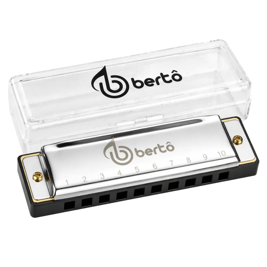 Gaita De Boca Harmonica Diatônica Afinação Em Dó (c) Profissional Iniciante Bertô 20 Vozes 10 Furos Com Estojo