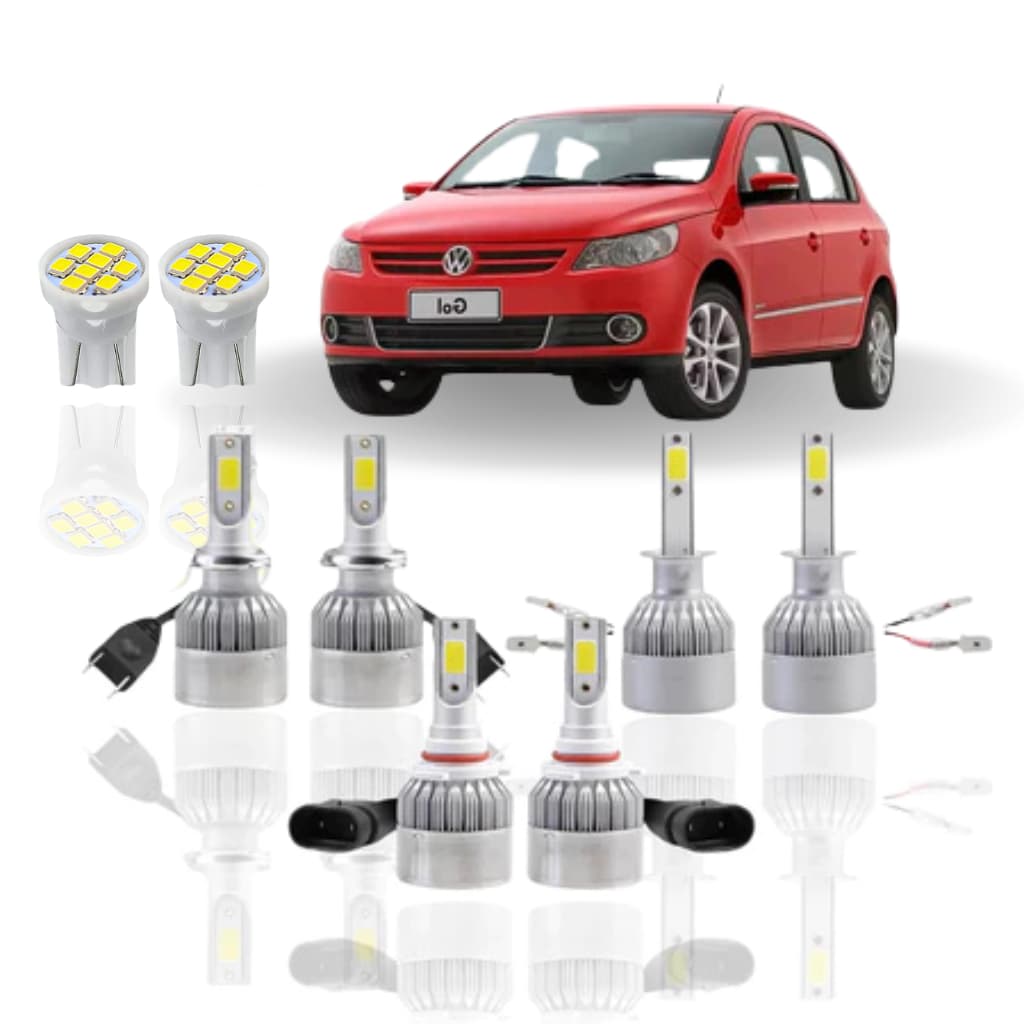 Kit Lâmpada led (Farol Alto Baixo milha Farolete) Gol G5 2008 a 2012 ( Lâmpada Super Led/ Ultra Led H1 H7 HB4 T10 26
