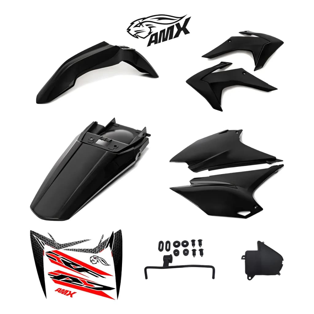 Kit Plástico Carenagem Crf 230 08/2019 Com Plate Amx Crf230f kit plástico preto