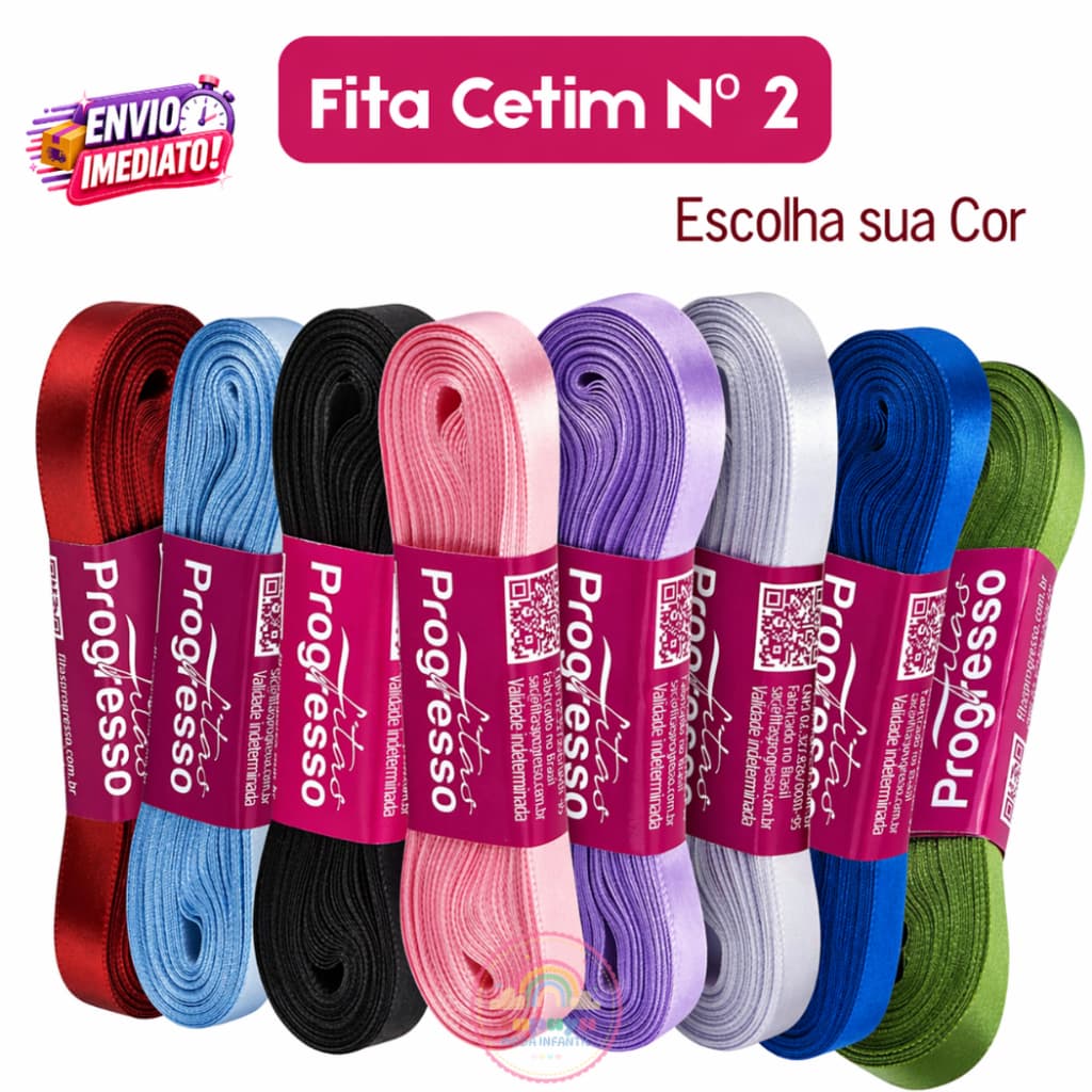 Fita Cetim 10mm Progresso 10m Nº2 Original Para Laços Artesanato Alta Qualidade