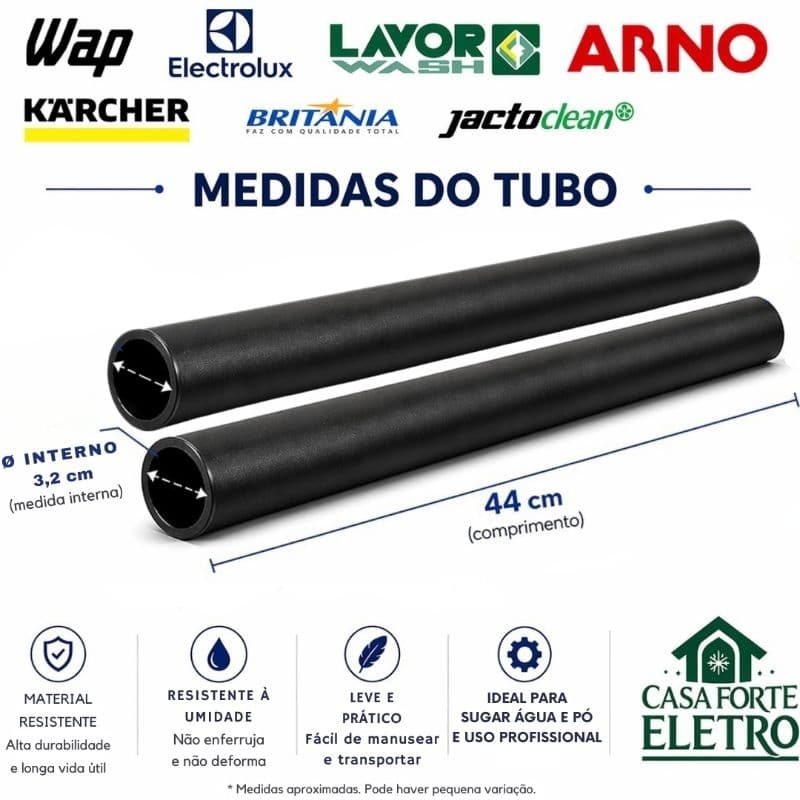 Kit 2 tubos extensor Universal para Aspirador de Pó 32mm 44cm Compatível Electrolux e outras marcas