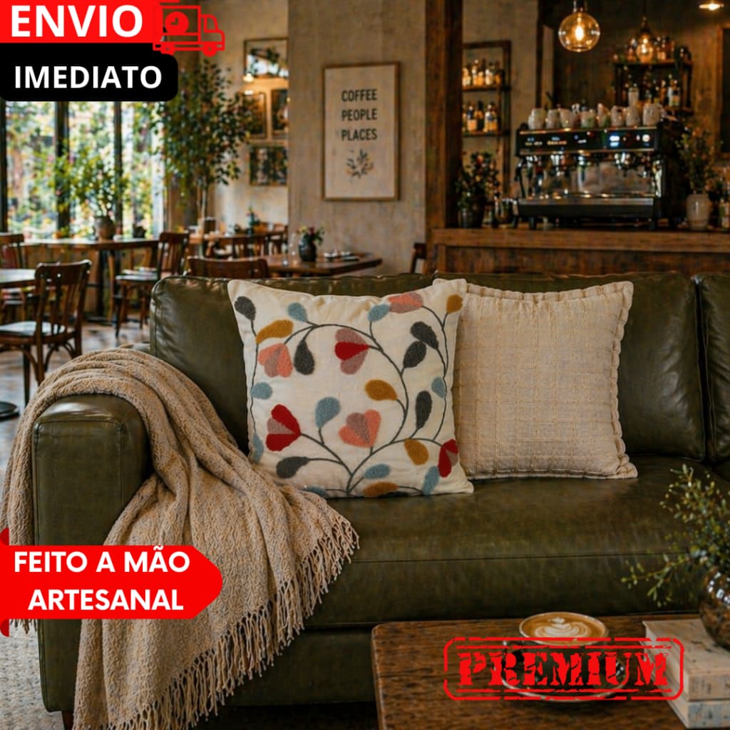 Kit 2 Capas de Almofada 45x45cm Bordado Artesanal para Sofá e Cama Decoração Elegante N1005.........