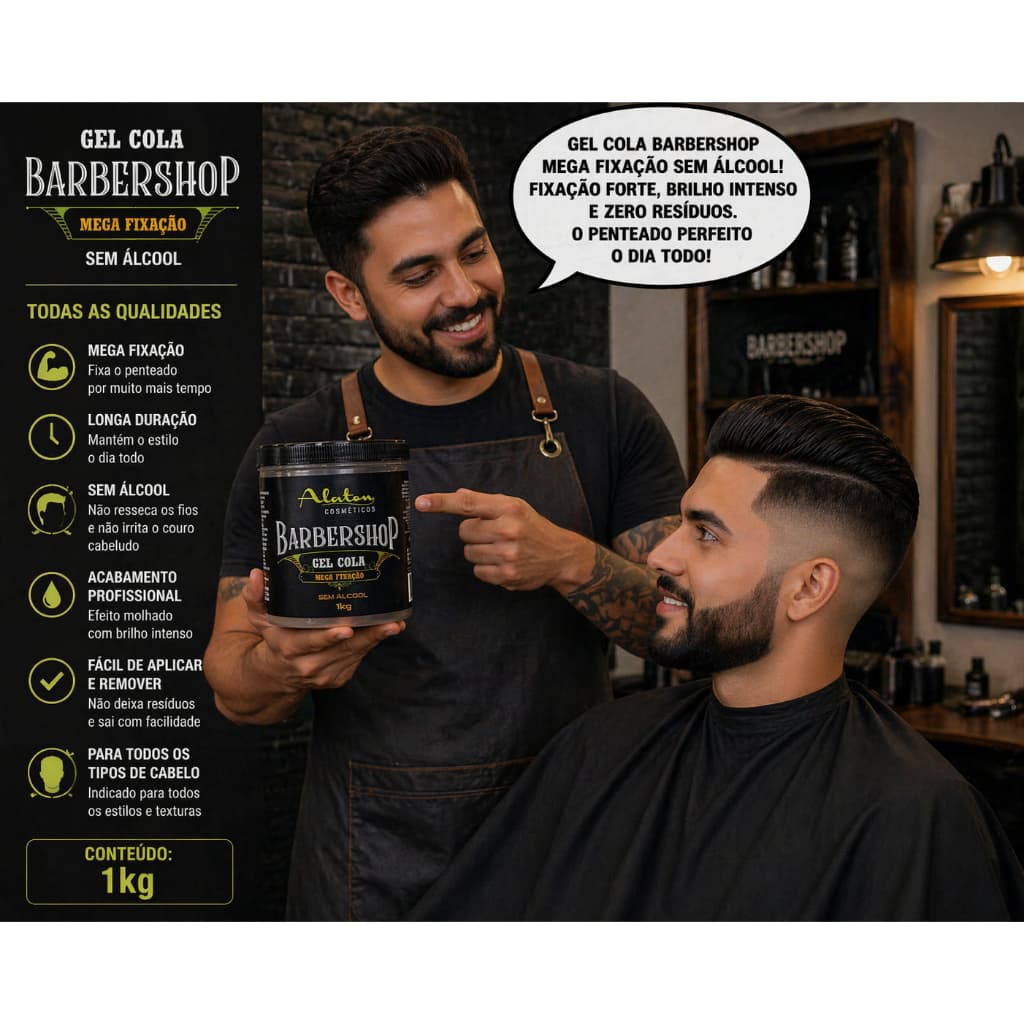 Gel cola 1kg Barbershop alaton sem alcool