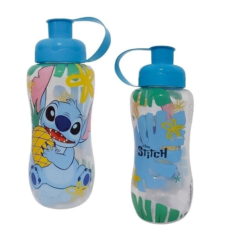 🥤 Garrafinha Infantil Stitch com Canudo | Tampa Flip | Antivazamento | 550ml