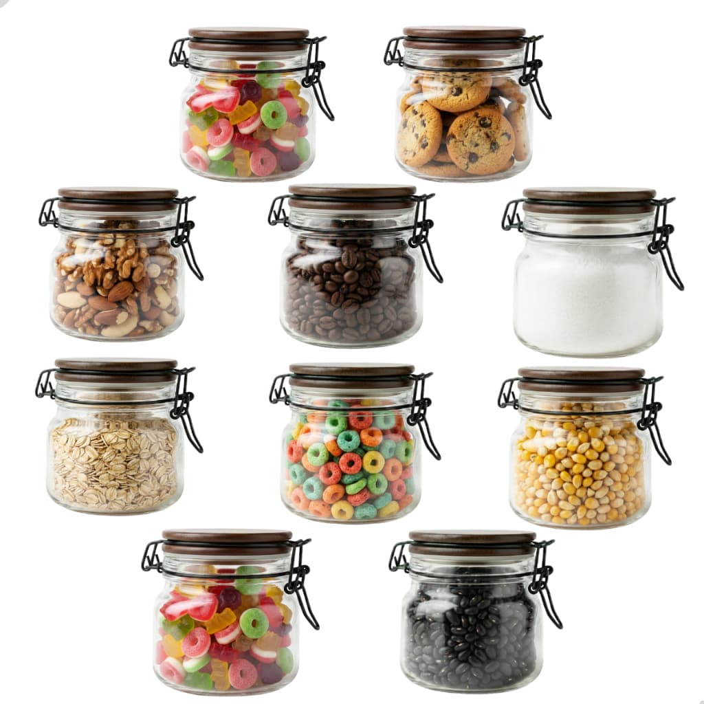 Kit 10 Potes Hermético Cozinha Porta Mantimentos Vidro 600ml