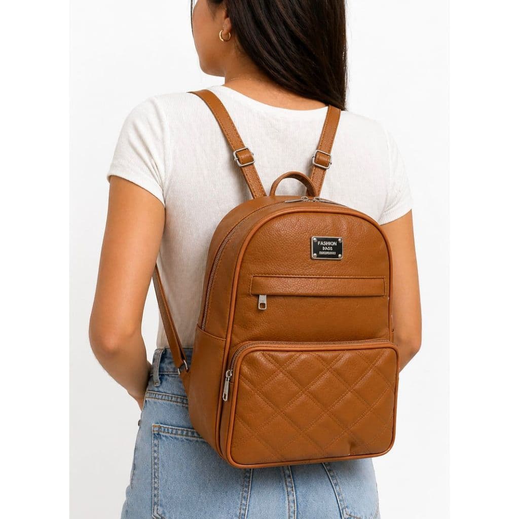 Mochila Feminina Couro Sintético Fashion Casual Escolar Trabalho Grande Resistente