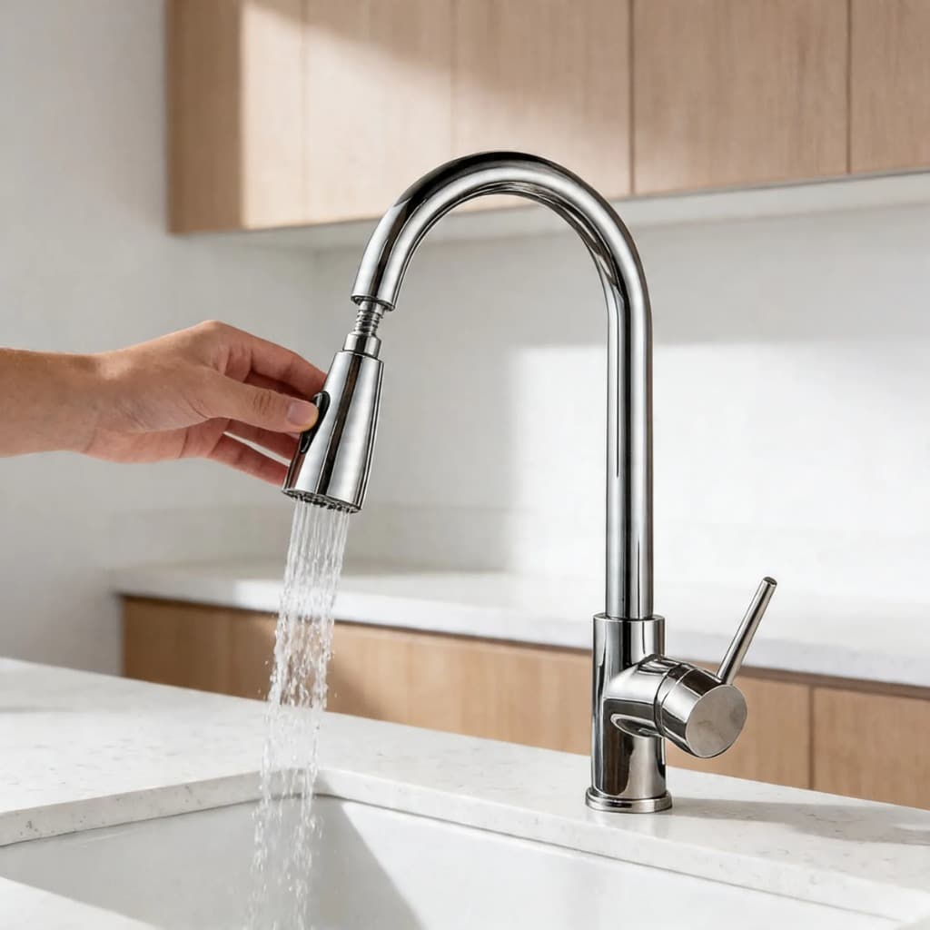 Torneira Gourmet Cozinha Monocomando Bancada Extensível Flexível Inox Escovado Misturador Pia Cozinha