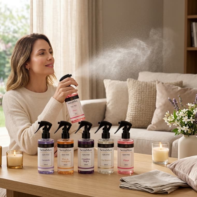 Spray Aromatizador de Ambiente e Tecidos 260ml Perfume Casa Lavanda Orquídea Pitaya