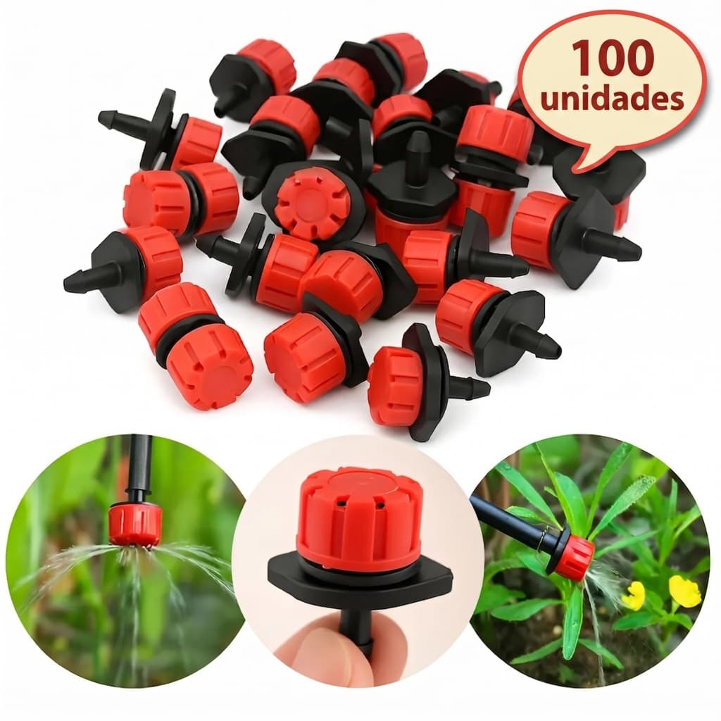 Bico Gotejador Ajustável Para Sistema De Irrigação - Magic Garden - 100 Peças