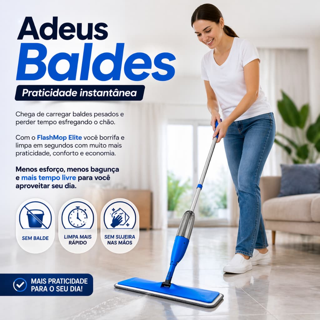 Mop Spray FlashMop Elite 360 Reservatório Microfibra Rodo Limpeza Prática Sem Balde limpeza pano