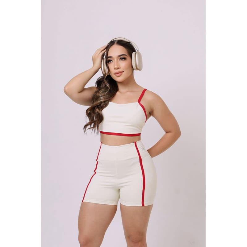 Conjunto Fitness Poliamida Blackout Top E Short Cintura Alta