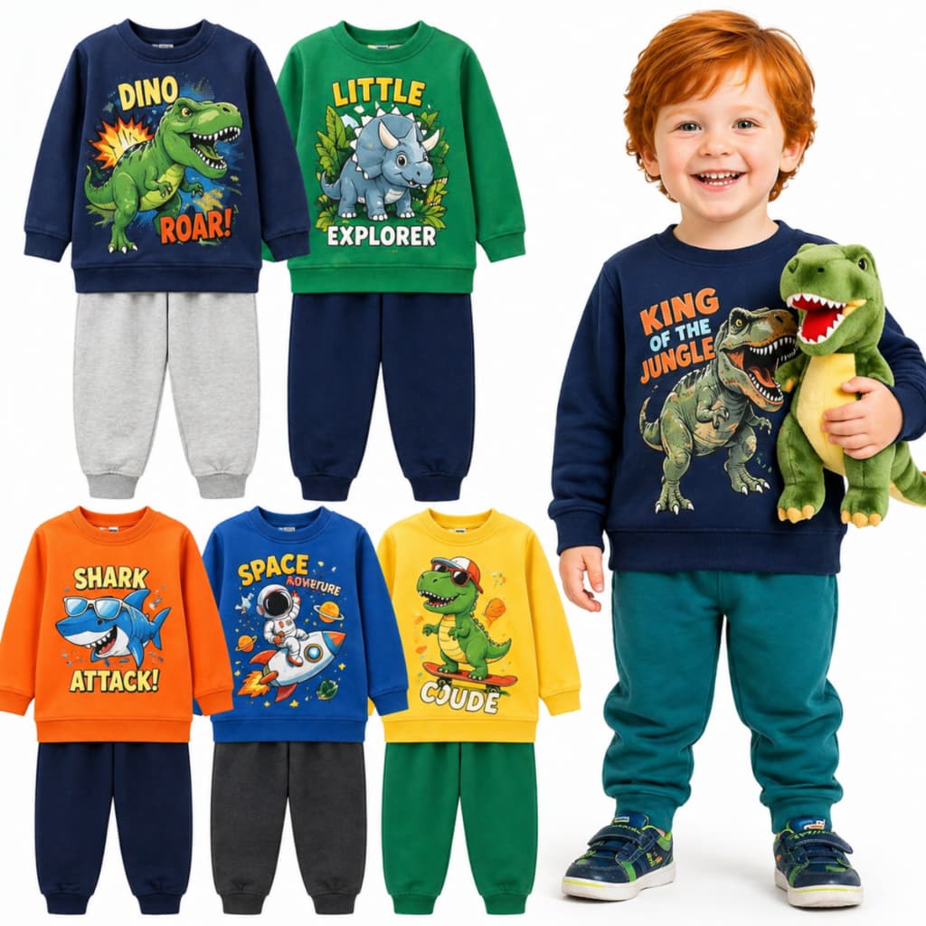 Kit Sortido 2 ou 4  Peças Conjunto Moletom Infantil Menino Masculino Inverno Manga Longa e Calça de Moletom