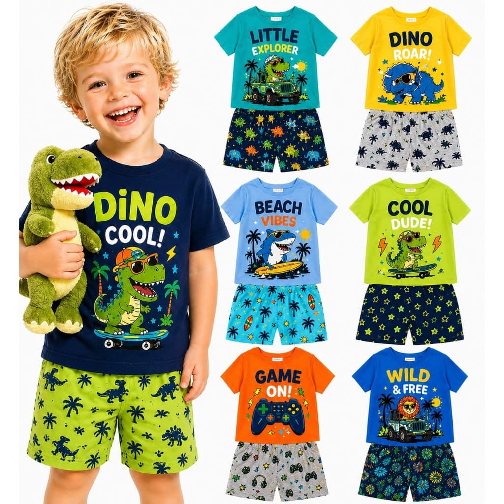 Kit Sortido 2 ou 4 Peças de Roupas Infantil Menino Verão Conjunto Masculino Verão Roupa de Menino