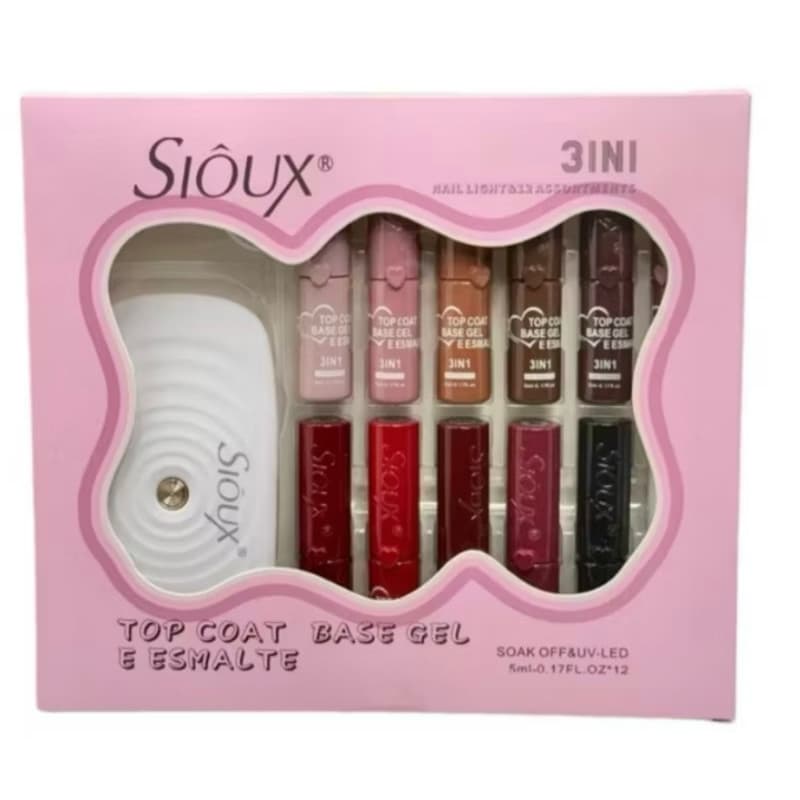 Coleção coração com 12 esmaltes em Gel + Cabine LED Sioux