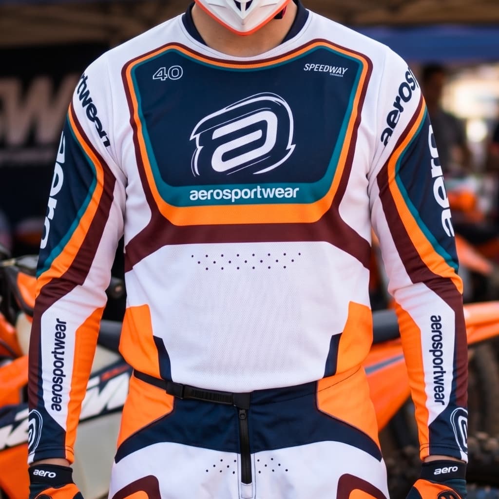 Camisa ASW  Image Cyber Branca Laranja Marinho  Trilha, Motocross, Offroad, Masculina