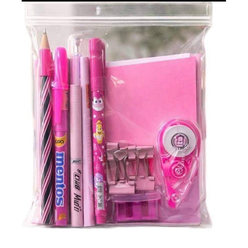 Kit 12 Itens de Papelaria Completo Volta as Aulas (Escolha a Cor)
