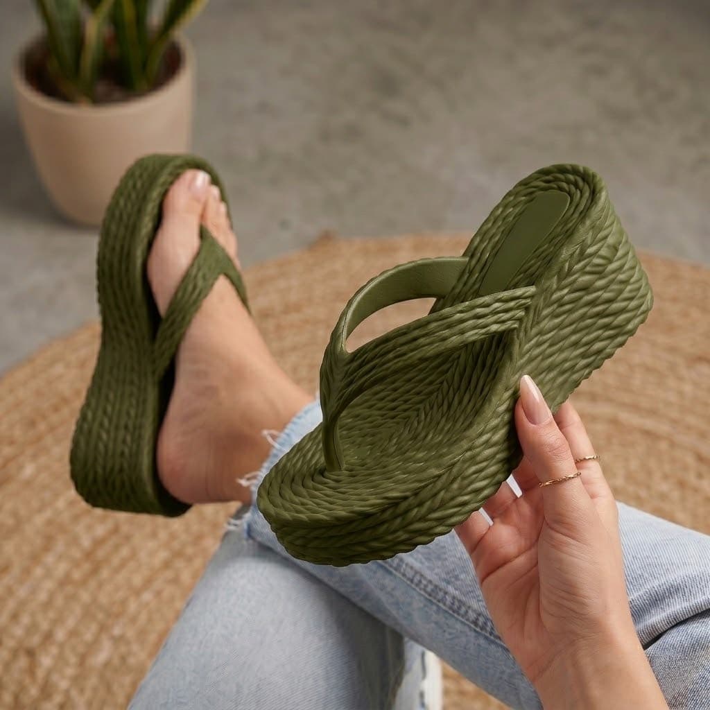 Sandália Tamanco Feminino Flatform Corda Trançada Leve Confortável Moda Praia