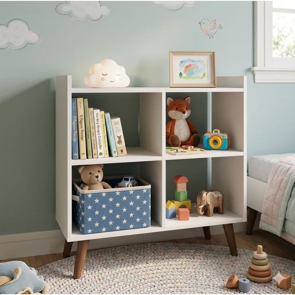 Nicho Estante Organizadora Multiuso Brinquedos 4 NIchos Multiuso Quarto Infantil