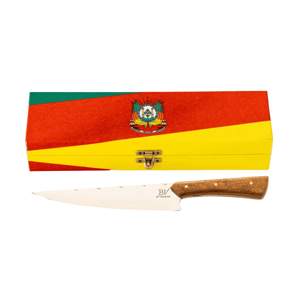 Faca República Rio Grandense Aço Cirúrgico 420 Tradicional Churrasco Com Bainha e Caixa