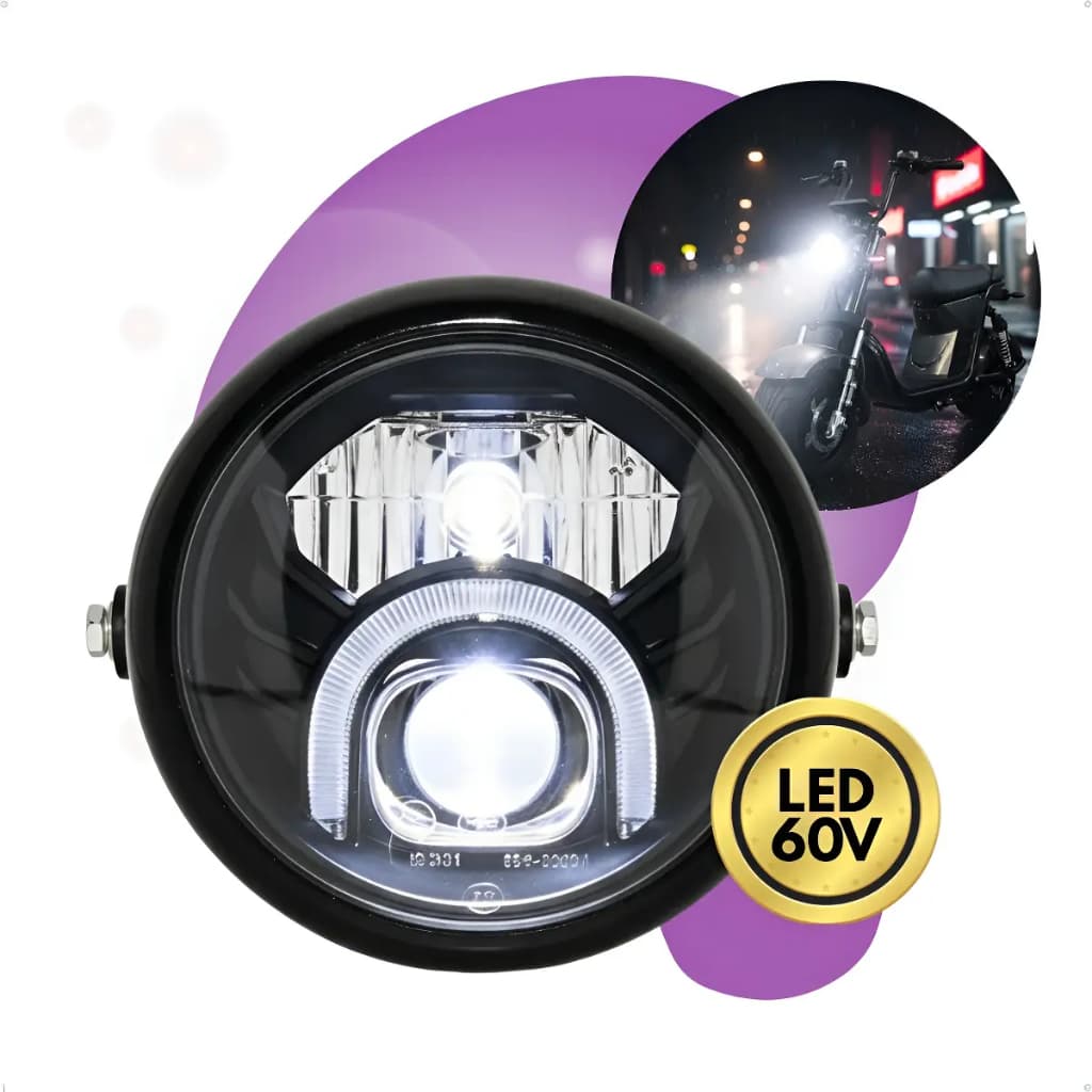 Farol Led Scooter Bike Elétrica Citycoco 60v 6000k X11 X12
