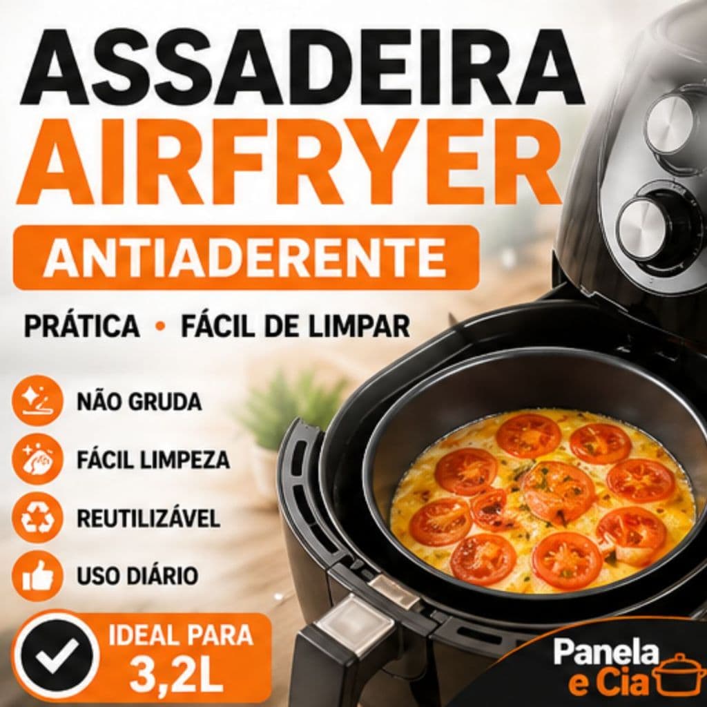 Assadeira para Airfryer Média Antiaderente Forma Reutilizável Prática