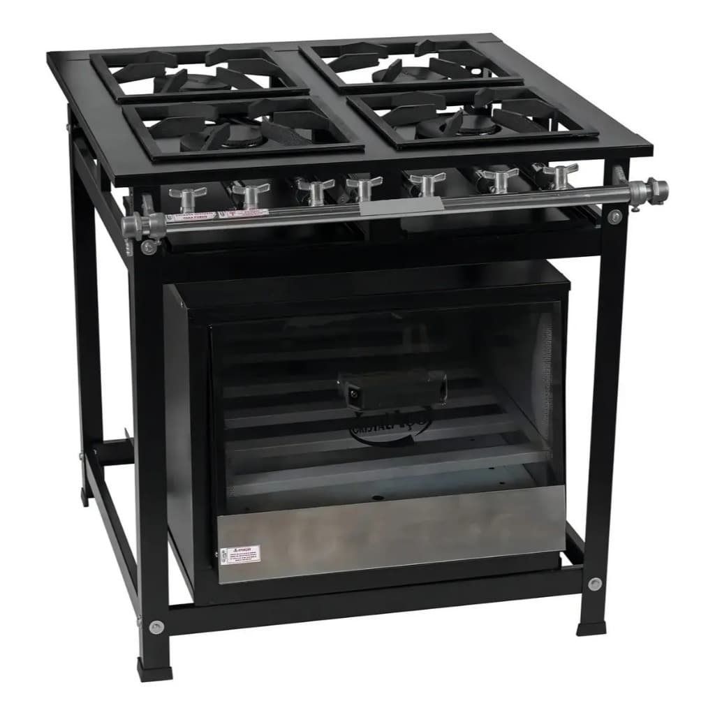 Fogão Industrial 4 Bocas Baixa Pressão Multigás Cristal Aço (NÃO INCLUSO FORNO - COMPRE SEPARADO)