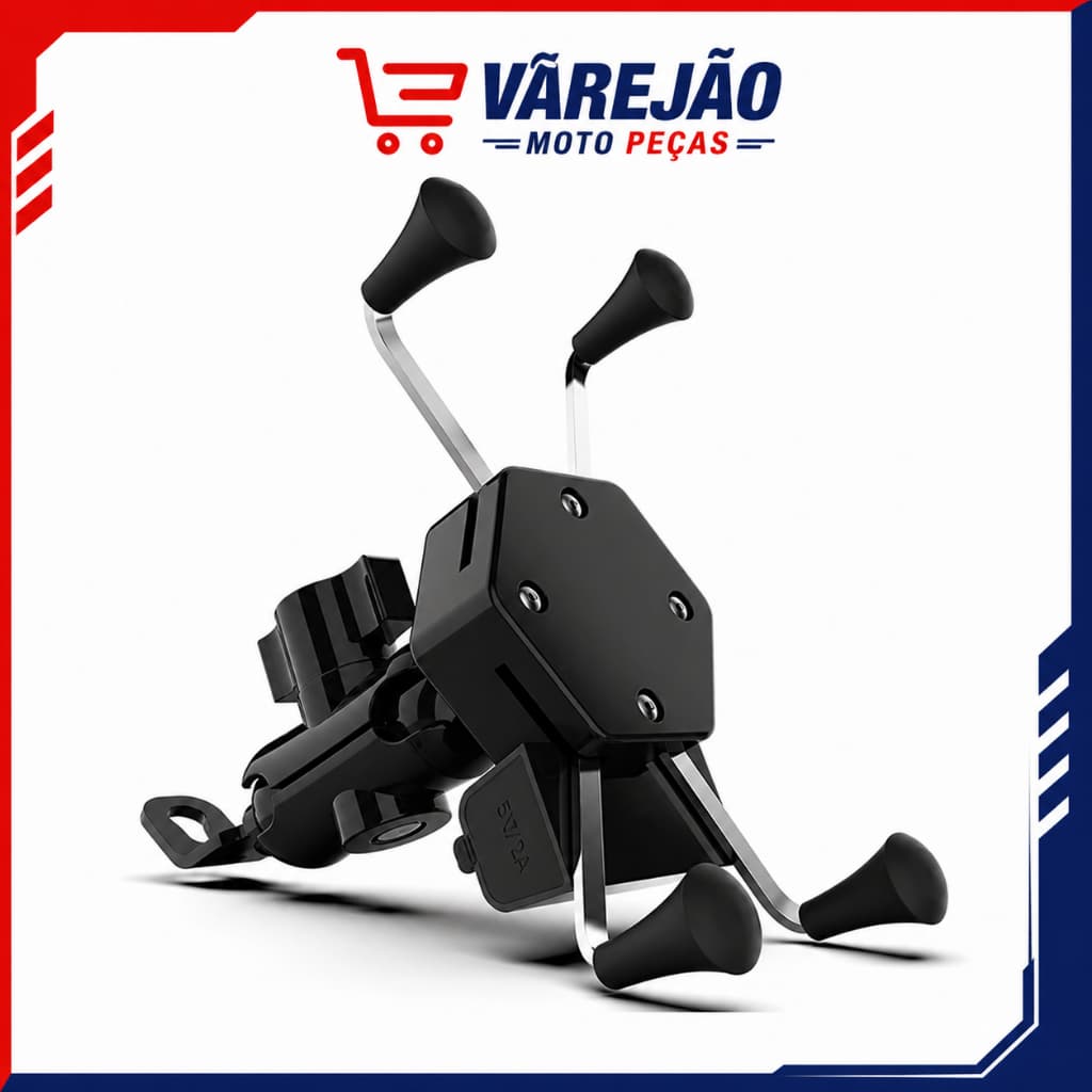 Suporte Celular Moto/bike Alumínio C/carregador Fix. Retrovisor