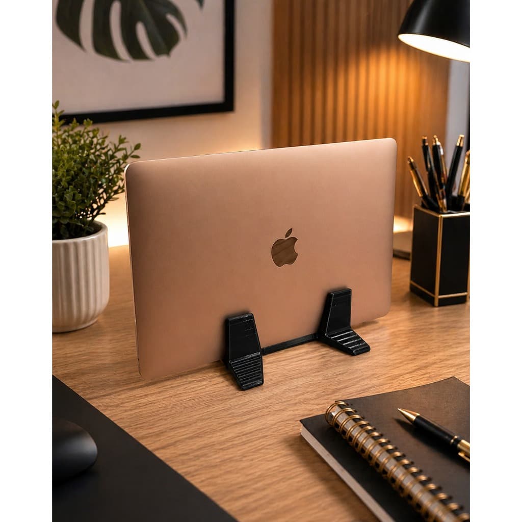 Suporte Vertical para MacBook e Notebook até 20mm | Organizador de Mesa Duplo para Laptop | Base Estável e Compacta