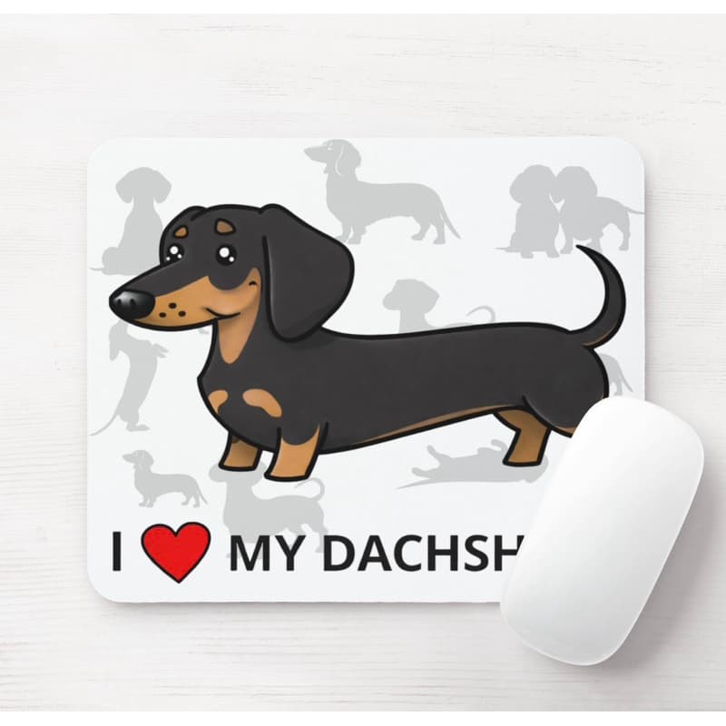 Mouse Pad Dachshund Preto Marrom Mofado Salsichinha Mãe Pai de Pet