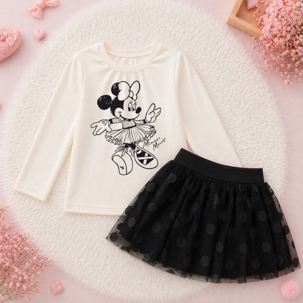 Conjunto Infantil  Menina Minnie 1 a 10 anos Tule Blogueirinha dia dia fashion para passeios e festas princesa estilosa