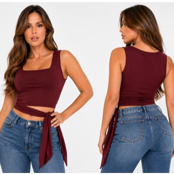 Blusa Cropped Feminina Ajustável com Amarração Lateral – Suplex Premium, Modela o Corpo, Não Transparente