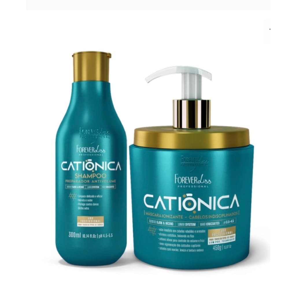 Kit Shampoo e Máscara Capilar Catiônica Forever Liss