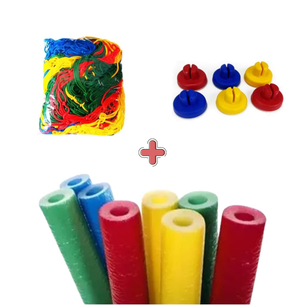 Kit Cama Elástica Completo Rede Ponteiras Isotubos Reposição Pula Pula Todos Tamanhos