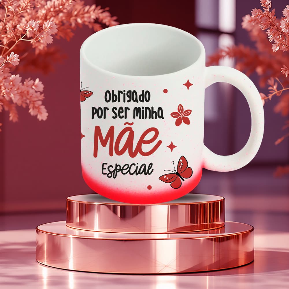 Caneca Dia das Mães “Obrigado por ser minha Mãe” 325ml Degradê Vermelho | Presente para Mãe