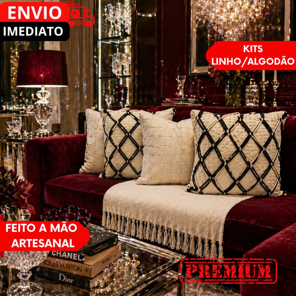 KITS 1/2/3/4 UN boho Capas de Almofada Algodão Artesanal Premium Elegante, Decoração Sala, Sofá cama