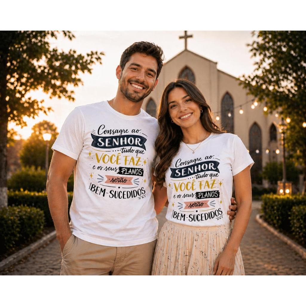 Camiseta Evangélica Tudo que Você Faz Consagre ao Senhor Casal 100% Algodão Envio Rapido