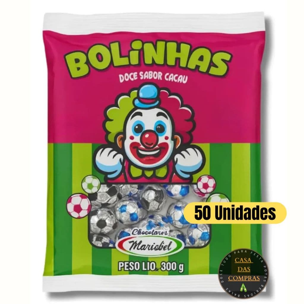 Bolinhas De Chocolate Futebol com 50 Unidades Pacote com 300g – Marisbel
