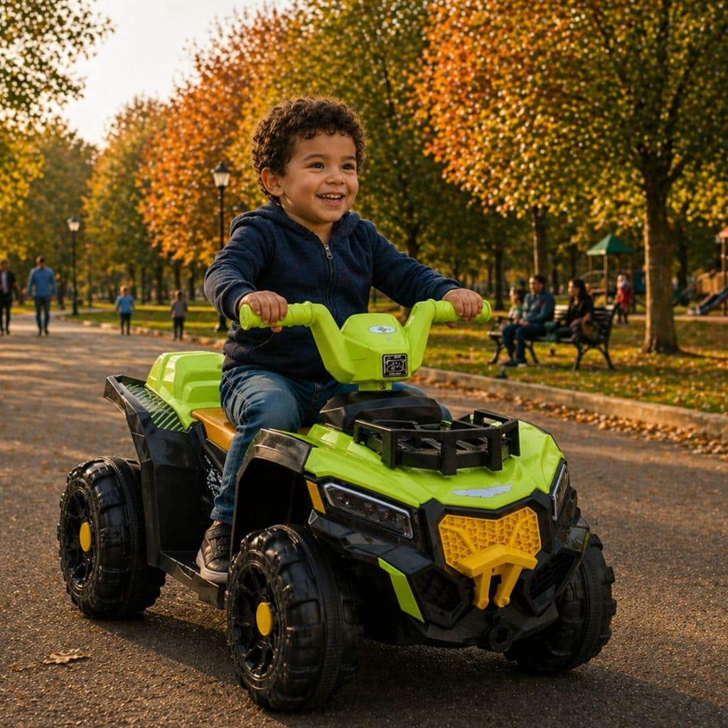 Quadriciclo Infantil Eletrico 6V Adventure Verde Com Farol De Led e Musica