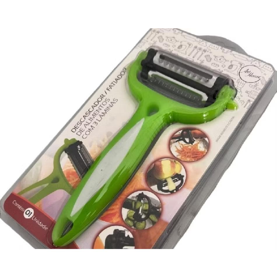 Descascador de Legumes Premium Multifuncional Com 3 Lâminas Aço Inox / Utensílios Cozinha