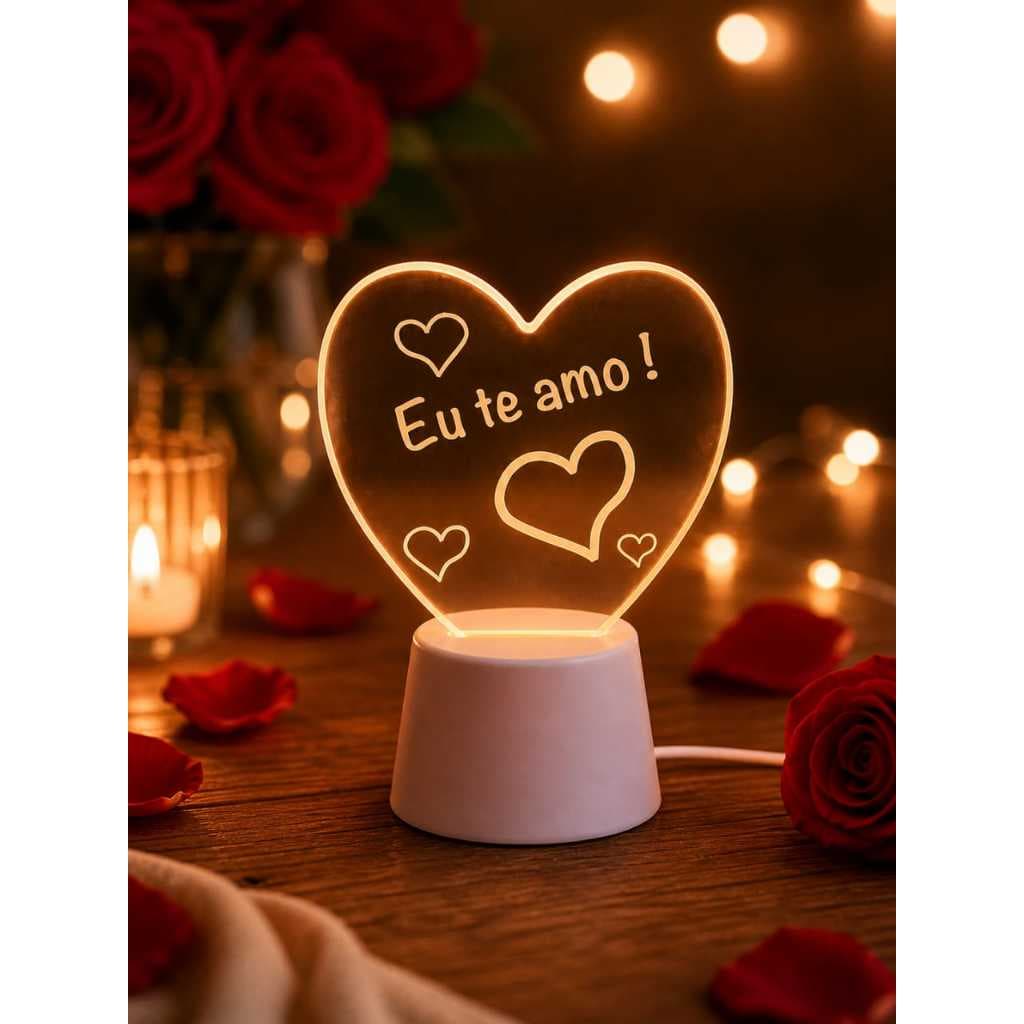 Luminária LED Personalizável ❤️ Presente Romântico Criativo USB Abajur Decorativo