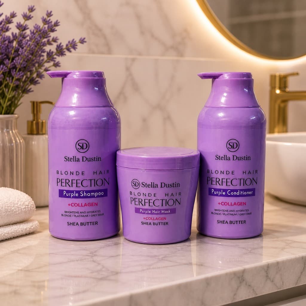 Kit Matizador Roxo Stella Dustin Shampoo Condicionador Máscara Blonde Hair