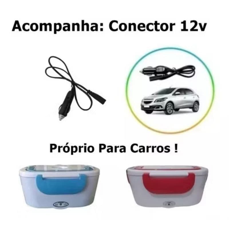 Marmita Elétrica Veicular Bivolt P/ Carro Casa Taxi Uber Caminhão 12V 24V 110V 220V C/ 2 Cabos