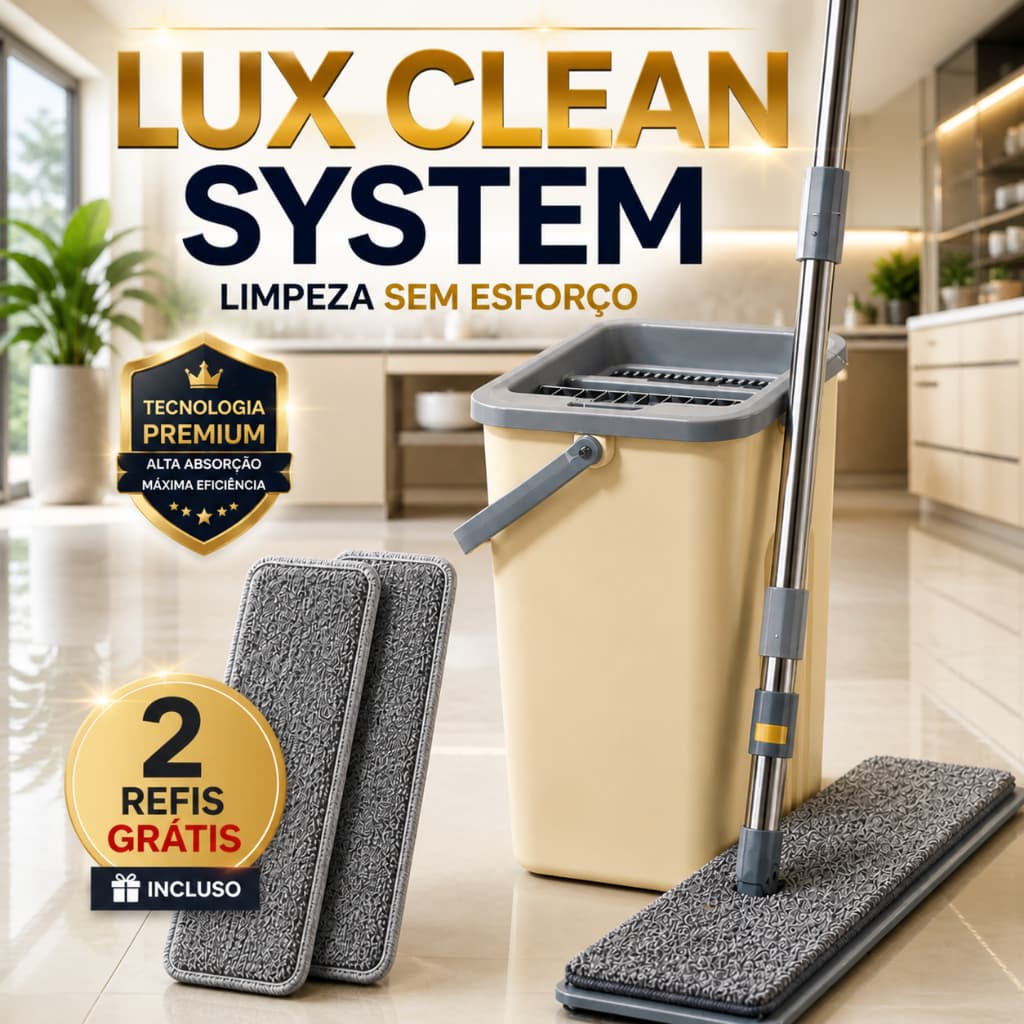 Mop Flat com Balde 2 Refis Grátis Alta Absorção Limpeza Rápida Sem Esforço Profissional