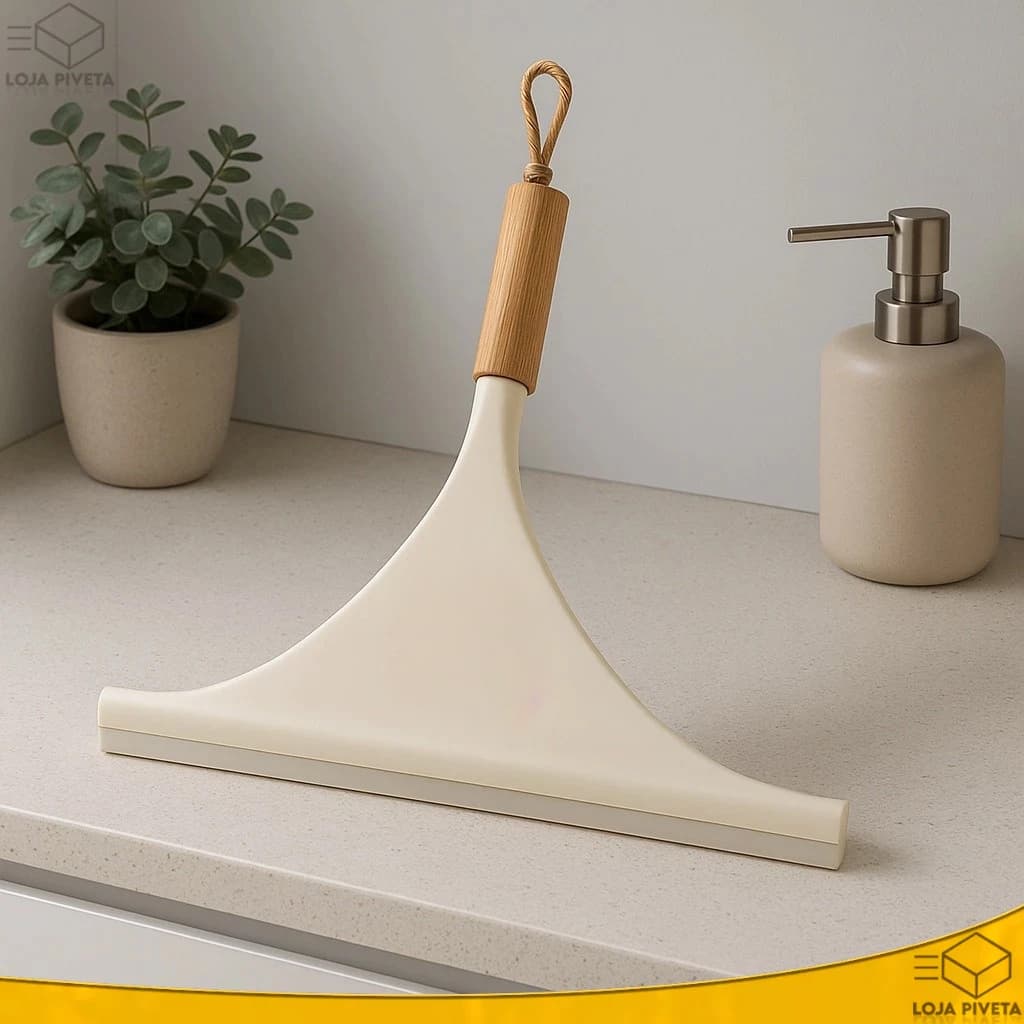 Rodinho de Pia Ecológico com Cabo de Bambu 24x23cm Rodo de Cozinha Balcão Premium Elegante