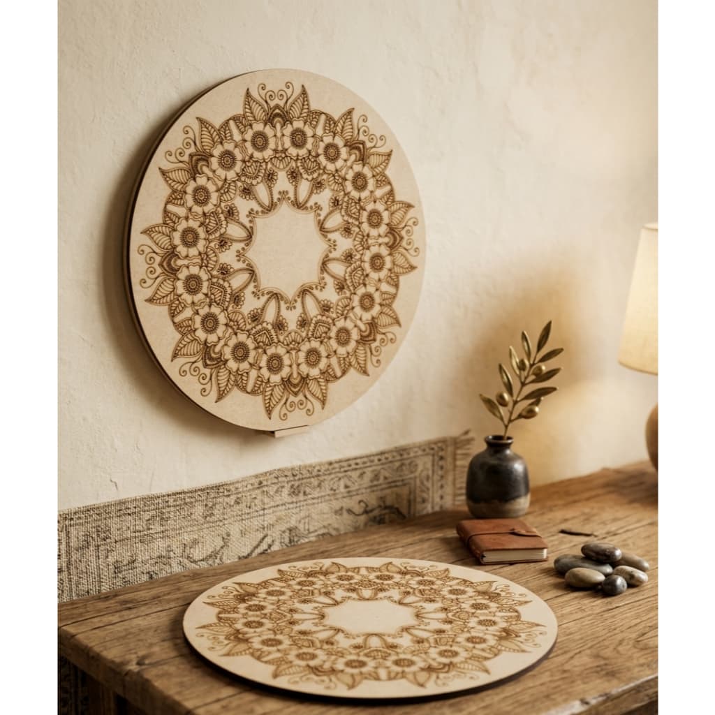 🌸 Mandala Decorativa em MDF Gravada a Laser – 25cm