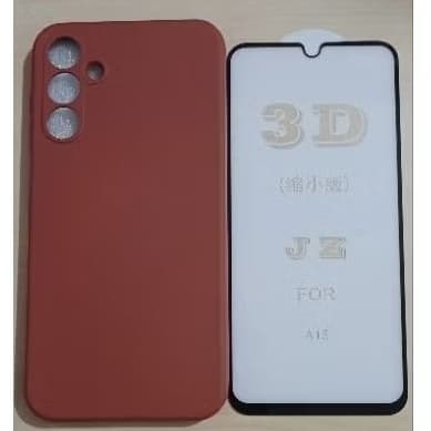 Kit Capinha de Silicone Samsung Galaxy A15+Película de Vidro Temperado 3D.
